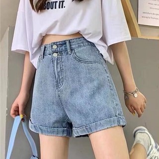 Quần short bò nữ cạp cao 2 cúc Macdogi Shop