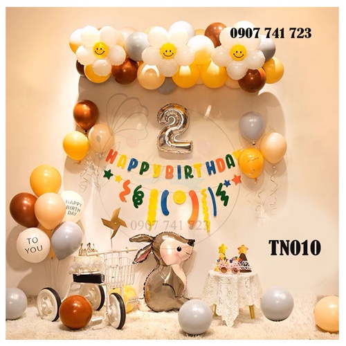 Bóng trang trí sinh nhật, Set Thỏ Ngọc Style Hàn Quốc xinh lung linh cho bé yêu