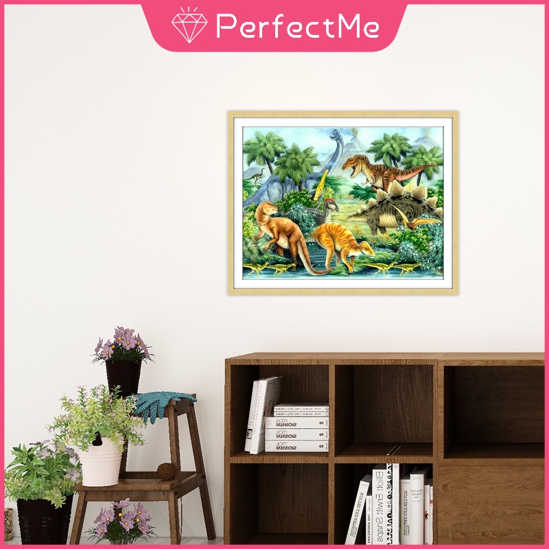 Bộ tranh đính đá 5D họa tiết khủng long độc đáo kích thước 40x30cm DIY dùng trang trí