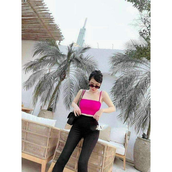 Áo hai dây trơn 2 lớp cotton