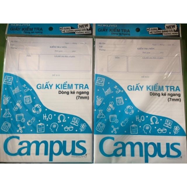 Giấy kiểm tra Campus 25 tờ đôi - Mua 5 tập tặng 1 bút nhớ dòng