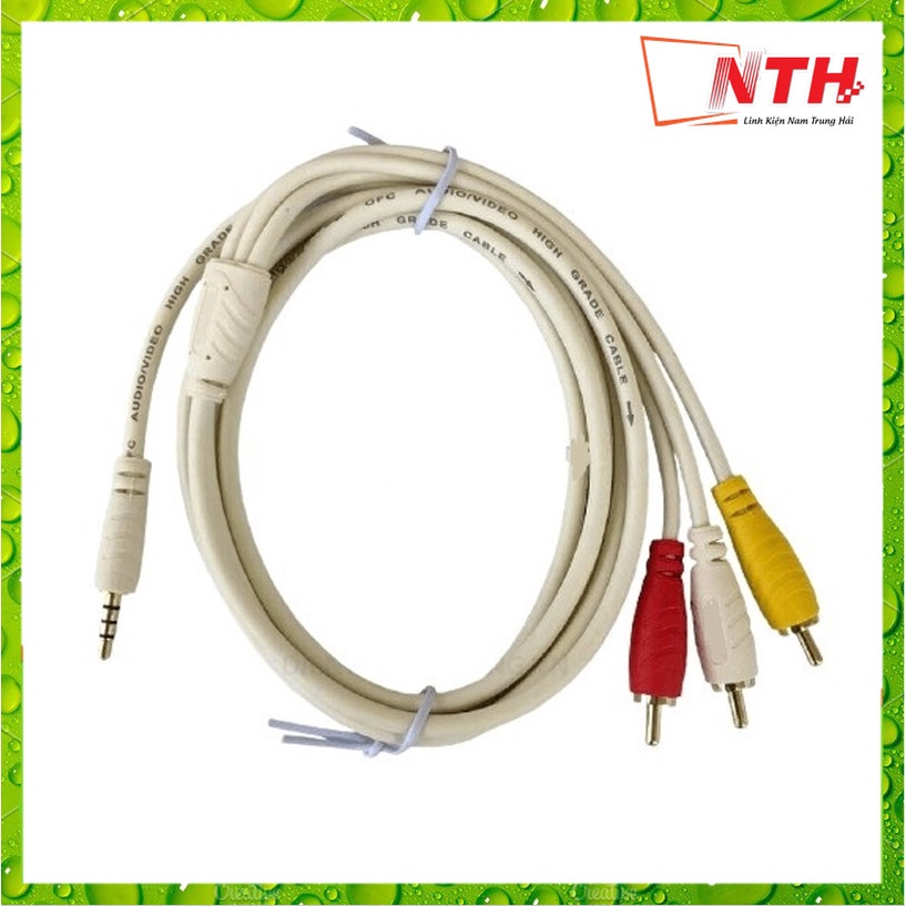 Cáp Nối Dài Loa 1 Đầu 3.5 Ra 3 Đầu AV Bông Sen Dài 1.5M 1.8M 3M 5M 10M - Dây Trắng Loại Xịn