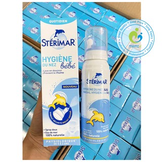 Xịt muối biển cá heo vàng và cá heo cam (100ml) vệ sinh, kháng viêm mũi cho bé 0-3 tuổi Sterimar, Pháp