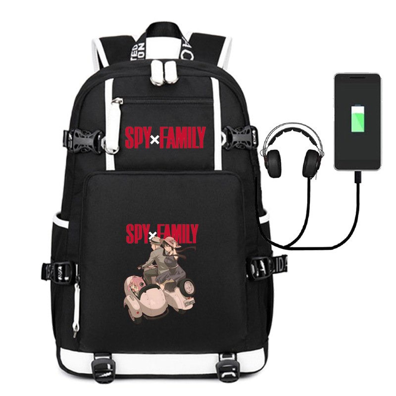 Balo 2 Vạch Kẻ Trắng in hình SPY X FAMILY GIA ĐÌNH ĐIỆP VIÊN anime chibi cặp sách đi học thời trang không kèm sạc