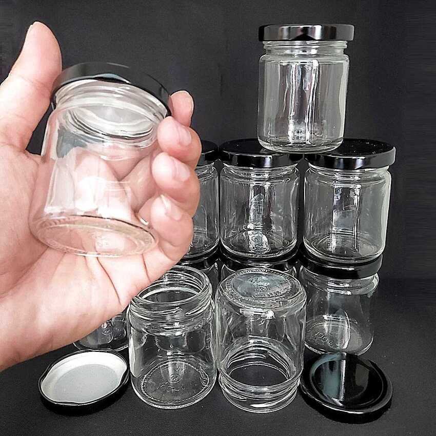 Hũ thủy tinh 100ml  nắp thiếc đen vặn - Hủ đựng sữa chua - Lọ chưng yến