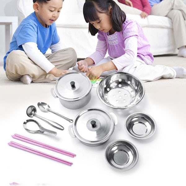 [FREE SHIP TỪ 99K] Bộ đồ chơi nấu ăn inox 25 món cho bé