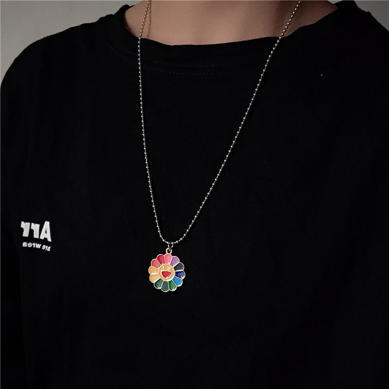 [RẺ VÔ ĐỊCH] (UP) Vòng đeo cổ Hoa Mặt Trời Kaikai Kiki, Cầu Vồng Rainbow dây chuyền hợp kim unisex nam nữ thời trang
