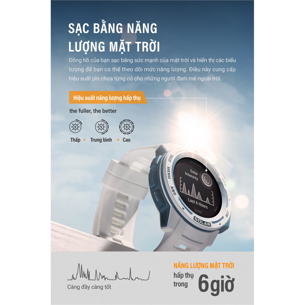 Đồng hồ thông minh Garmin Instinct Solar, Camo Edition, GPS Watch, Lichen Camo, SEA - Hàng C