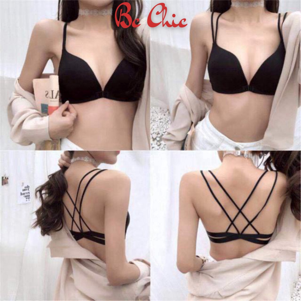 Áo Lót Nữ Nâng Ngực , Áo Ngực Nữ 2 dây đan chéo lưng móc cài trước tôn vòng một gợi cảm mẫu B810 BC_CHIC LINGERIE