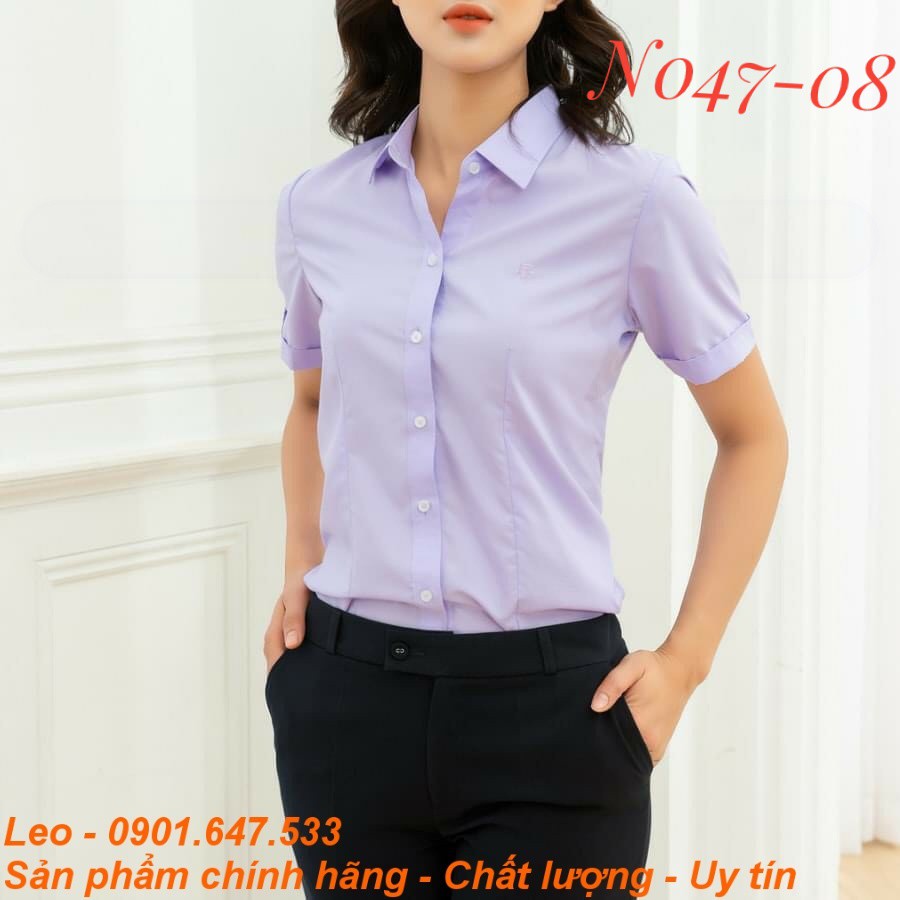 Áo sơ mi Thái Hòa tím Huế sang trọng chuẩn quý cô 047-20-01 NoBrandNokAte luạ