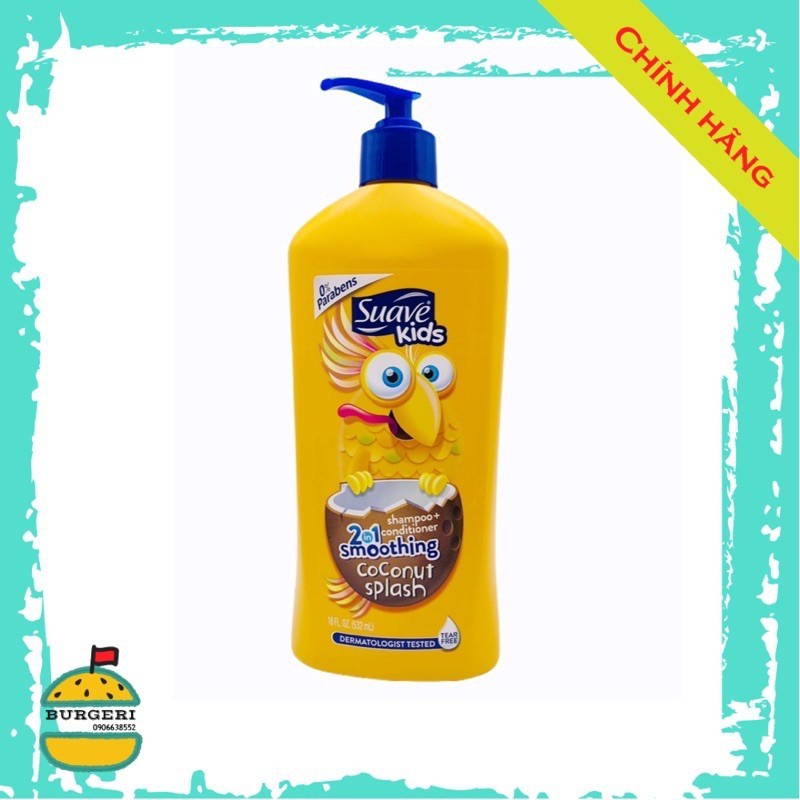 DẦU GỘI XẢ SUAVE KIDS COCONUT SPLASH 2IN1 532ML CHÍNH HÃNG - 8277