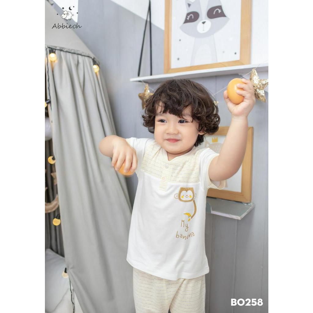 Bộ cộc tay cổ tàu in họa tiết trẻ em Abbie Oh chính hãng