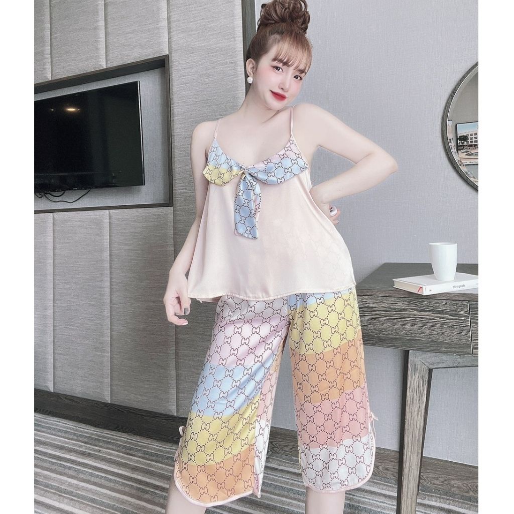 Đồ Ngủ Nữ, Đồ Ngủ Sexy lụa Latin cao cấp mềm mại xinh xắn &lt; 63KG