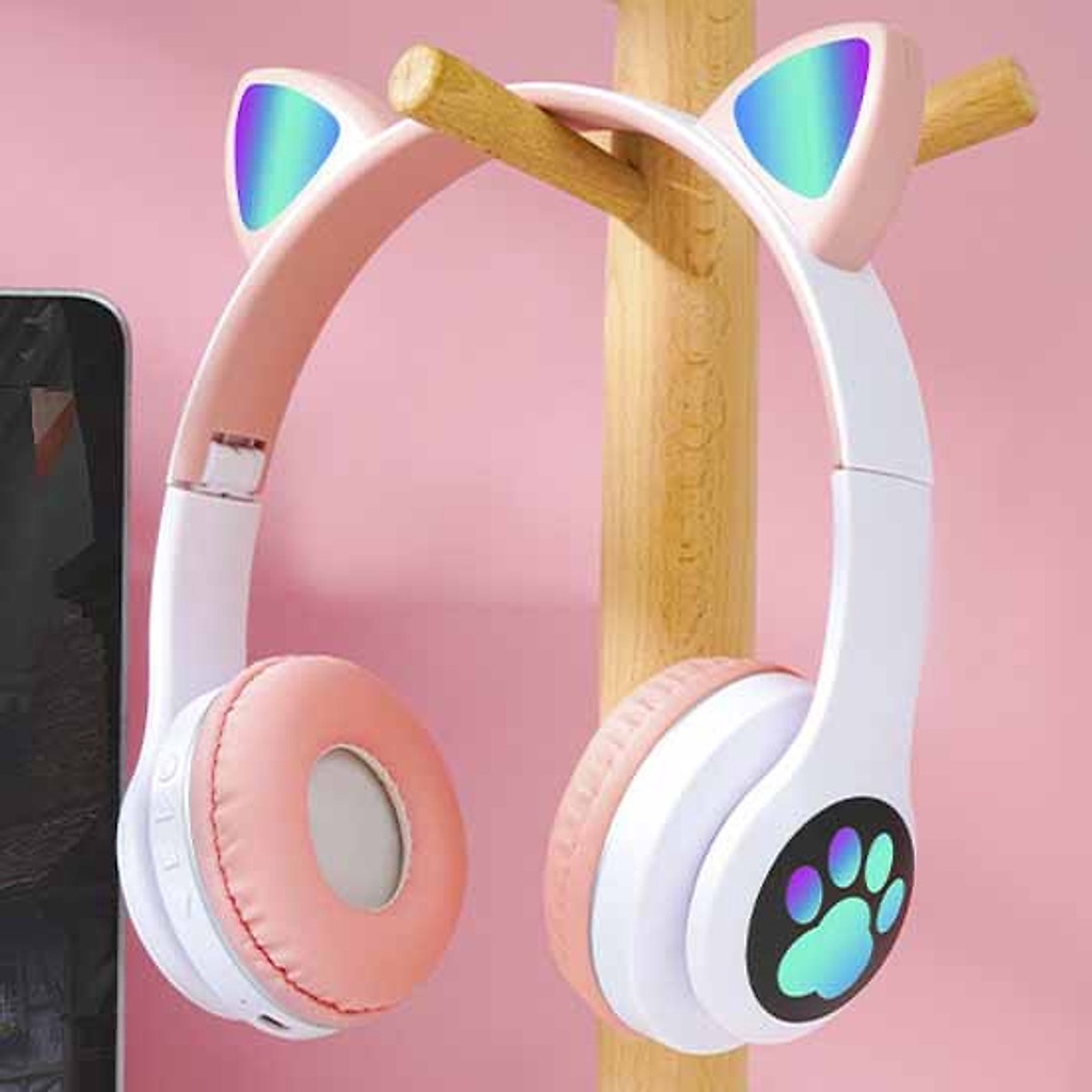 Tai Nghe Mèo 23M Bluetooth Chụp Tai, Headphone Tai Mèo Dễ Thương Có Mic, Âm Bass Mạnh Mẽ Bảo Hành 12 Tháng
