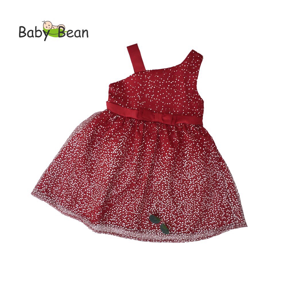 Váy Đầm Voan Dự Tiệc Phủ Lưới Lệch Vai Bé Gái BabyBean