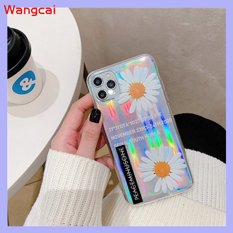 OPPO A91 A8 A9 A5 2020 A7 A5S A5 A3S A3 A83 A1 A79 A57 A39 Phone Case GD Daisy Flower Fresh Glitter Bling Colorful Clear Transparent Soft TPU Case Cover