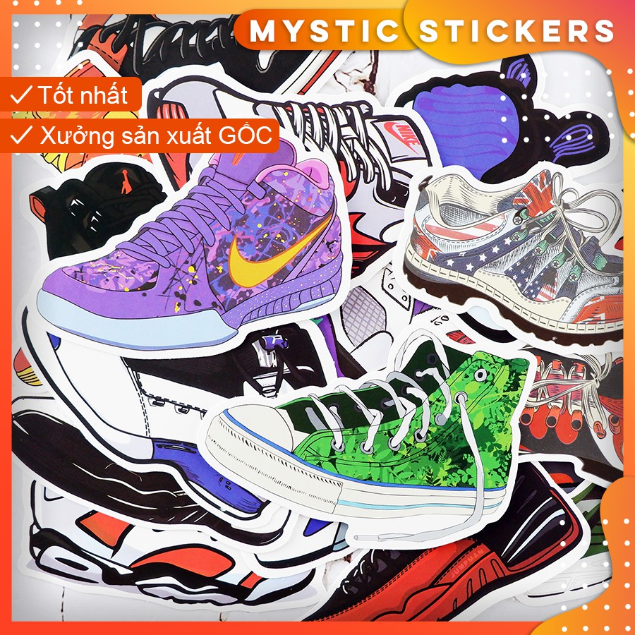 [GIÀY SNEAKER] 100 Sticker chống nước /dán xe laptop mũ bảo hiểm vali...