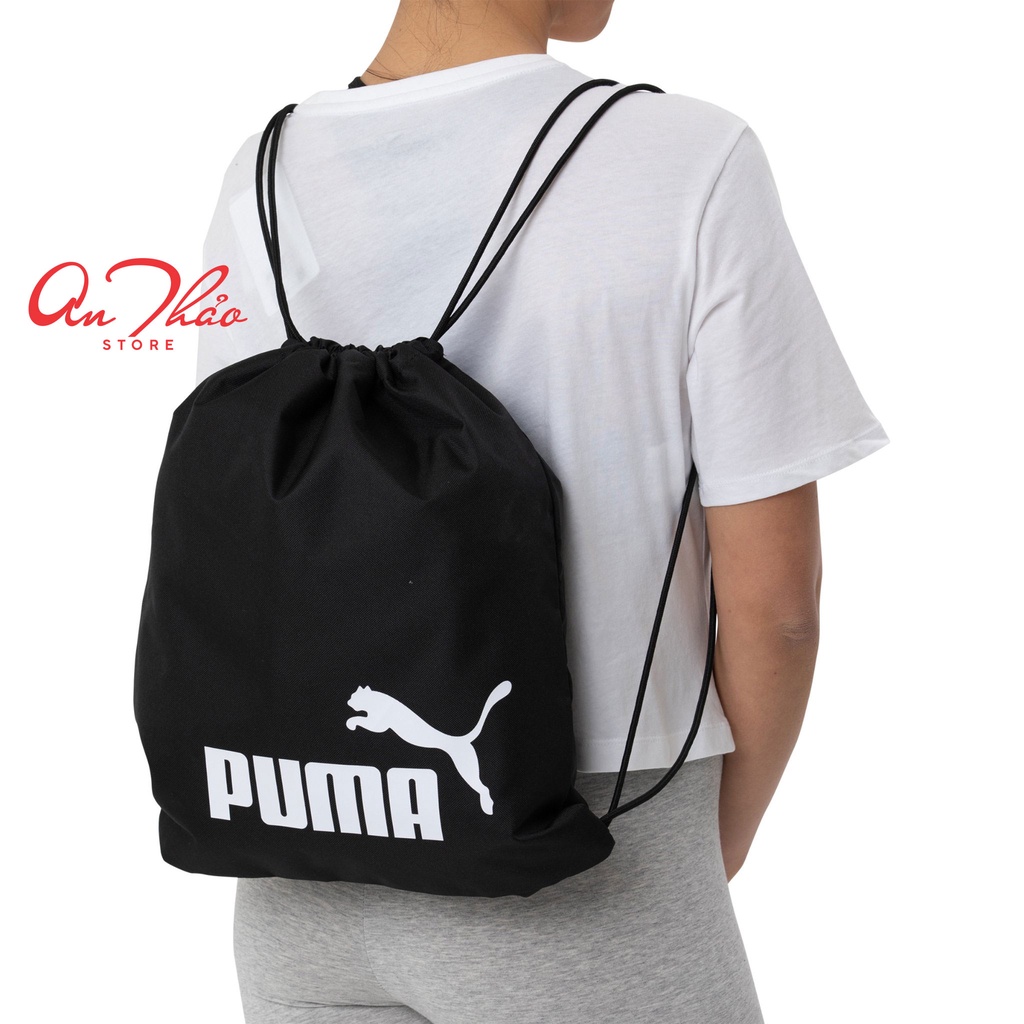 Túi Dây Rút Puma, Balo Thể Thao Chống Thấm Nước, Puma Phase Gym Sack Màu Đen