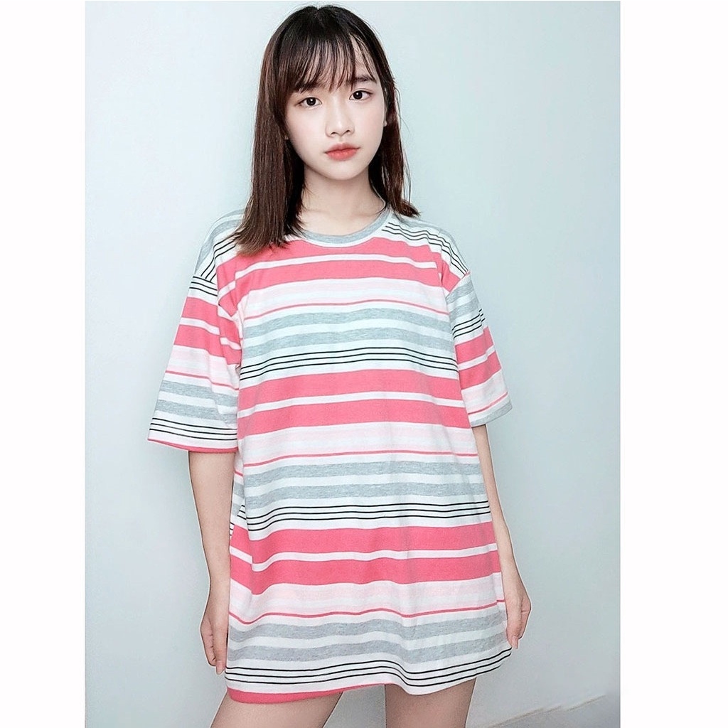 Áo thun sọc ngang tay lỡ nam nữ Unisex form rộng CY019