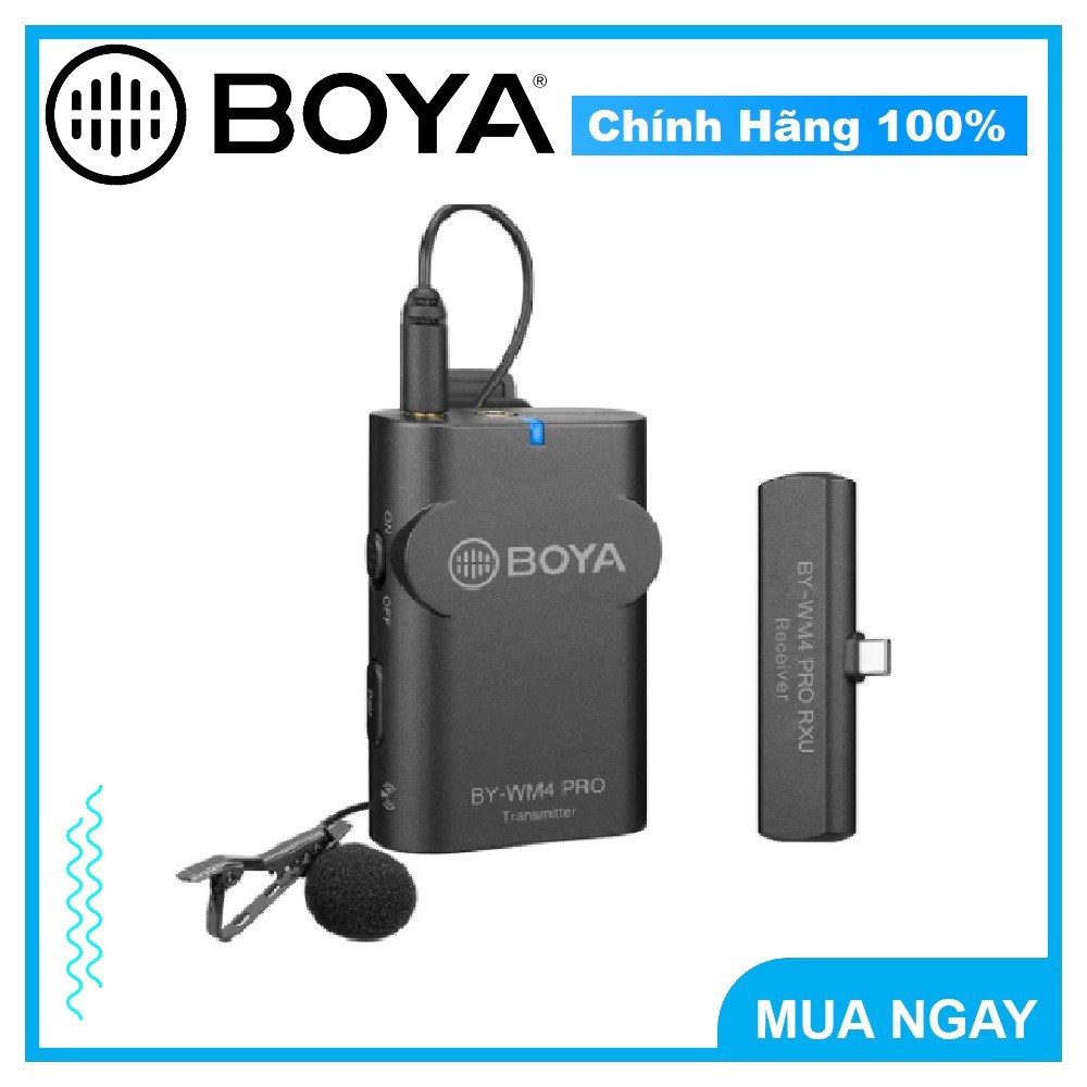 BOYA BY-WM4 Pro K5 - Hàng Chính Hãng - Mic thu âm không dây cổng Type-C | Thu cho 1 người | Dành cho điện thoại Android