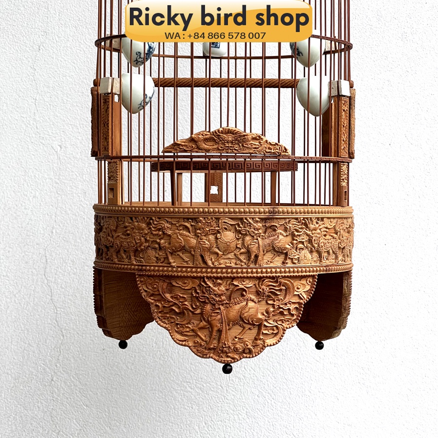 Lồng chim tre, Puteh bird cage -  Qillin design