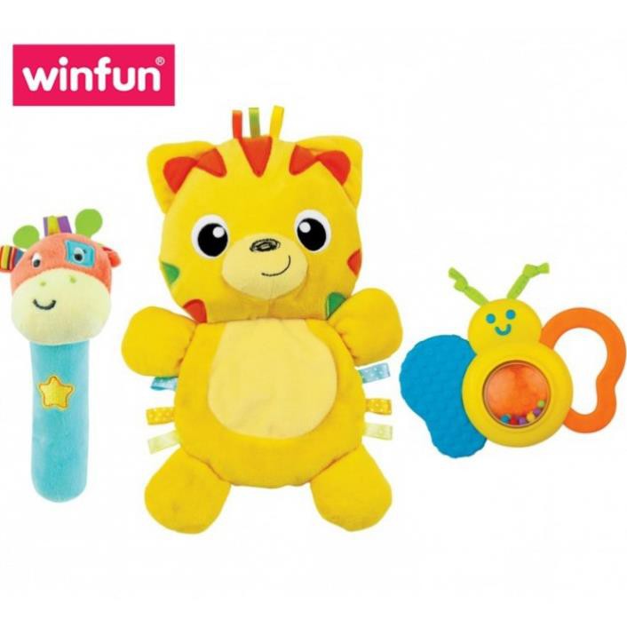 Set 3 đồ chơi cầm tay xúc xắc chíp chíp - gặm nướu hổ gặm nướu sột soạt Winfun 3027