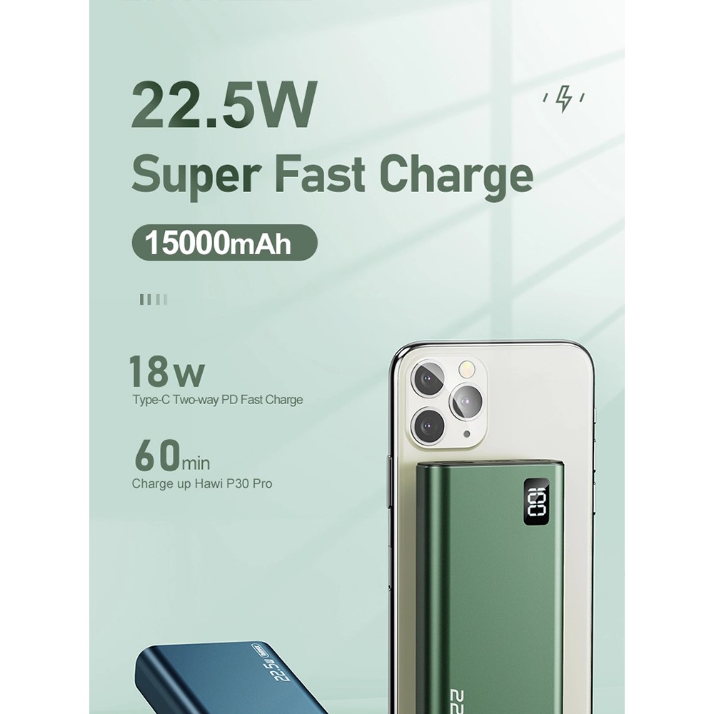 Pin sạc dự phòng Remax RPP-17 15.000mAh sạc nhanh QC3.0 và PD max 22.5W - Hàng chính hãng