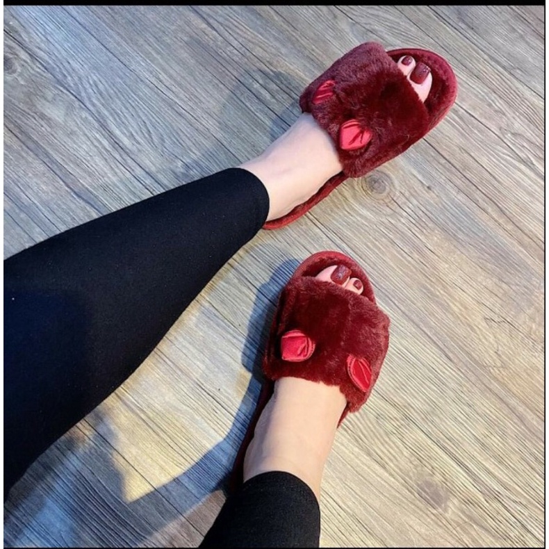 Dép Lông Mang Trong Nhà Dép Đi Trong Nhà chống trơn trượt tai thỏ dễ thương êm chân đế may rất chắc giặt thoải mái luôn