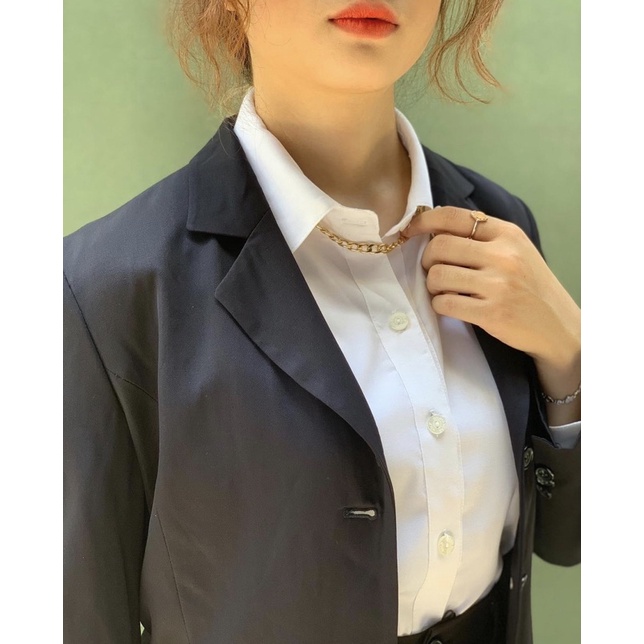 Áo blazer 2hand màu xanh đậm