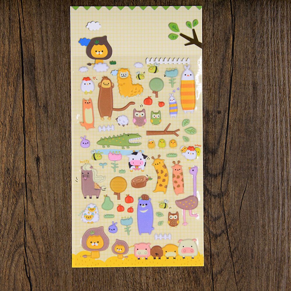 Decor Scrapbooking Kid Cute Zoo 3d Animals Puffy Stickers