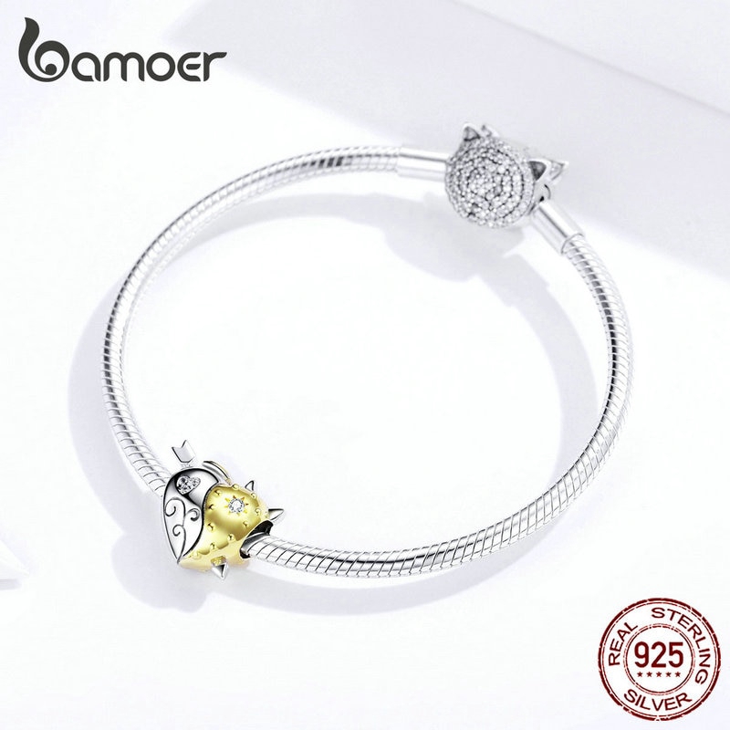 Hạt charm Bamoer bsc107 bạc 925 hình trái tim thiên thần và ác quỷ trang trí vòng tay cho nữ