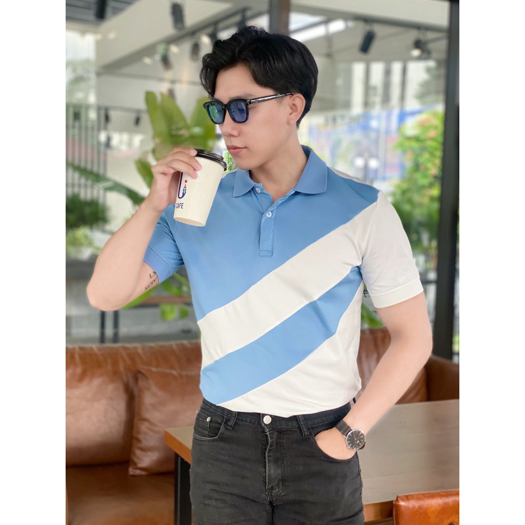 Áo polo nam cổ bẻ phối chéo 3 màu chất vải cá sấu Cotton xuất xịn,chuẩn form, sang trọng - thanh lịch TB01