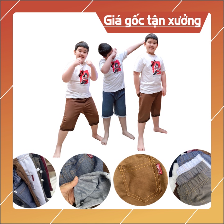 Quần giả jean đùi lửng size nhỡ cho bé trai 20-30kg