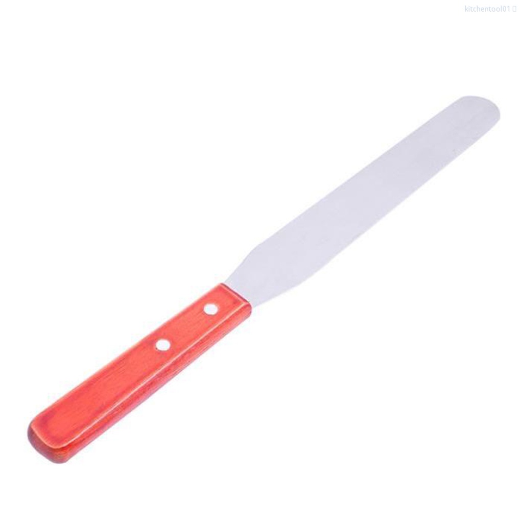 Dụng Cụ Làm Phẳng Bánh Kem Bằng Thép Không Gỉ 8 Inch Cán Gỗ Tiện Dụng Cho Nhà Bếp 01