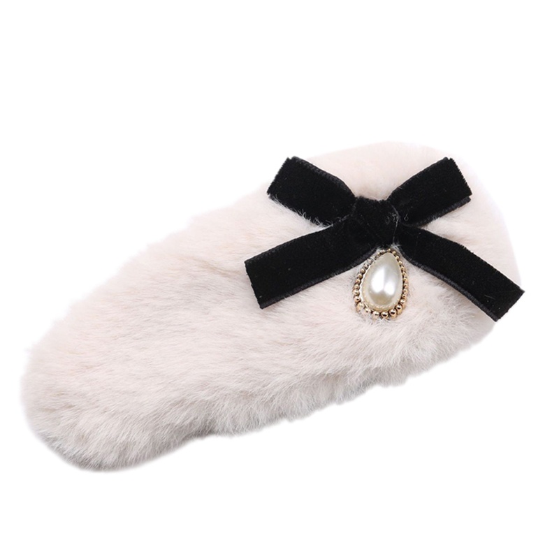 Kẹp Tóc Nơ Bằng Nhung Mềm Mại Đính Đá Phong Cách Retro