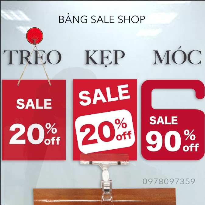 Biển sale giảm giá, bảng sale, biển giảm giá, hàng mới về, kẹp giá sale dày 3mm chất liệu mica, fomex ko kèm kẹp
