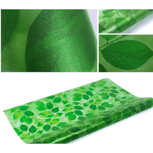 4m giấy dán kính khổ 45cm lá xanh sẵn keo