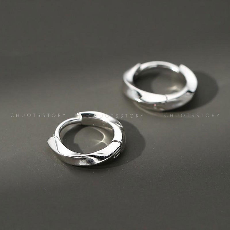 Khuyên tai nam nữ trơn xoắn cá tính, bông tai titan thời trang unisex - KTU0011- ChuotsStory