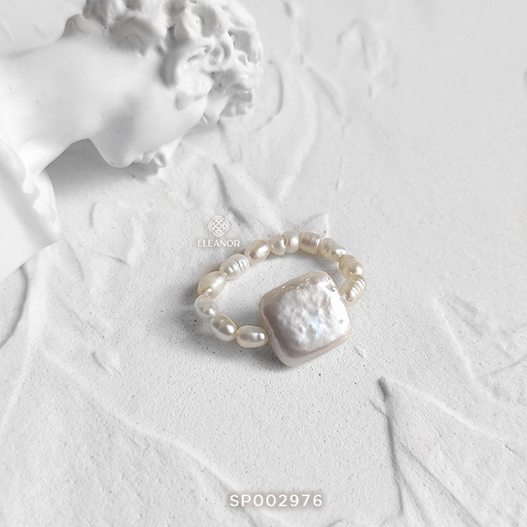 Nhẫn Ngọc Trai Nhân Tạo Eleanor Thiết Kế Mặt Vuông Vintage Nữ Tính SP002976