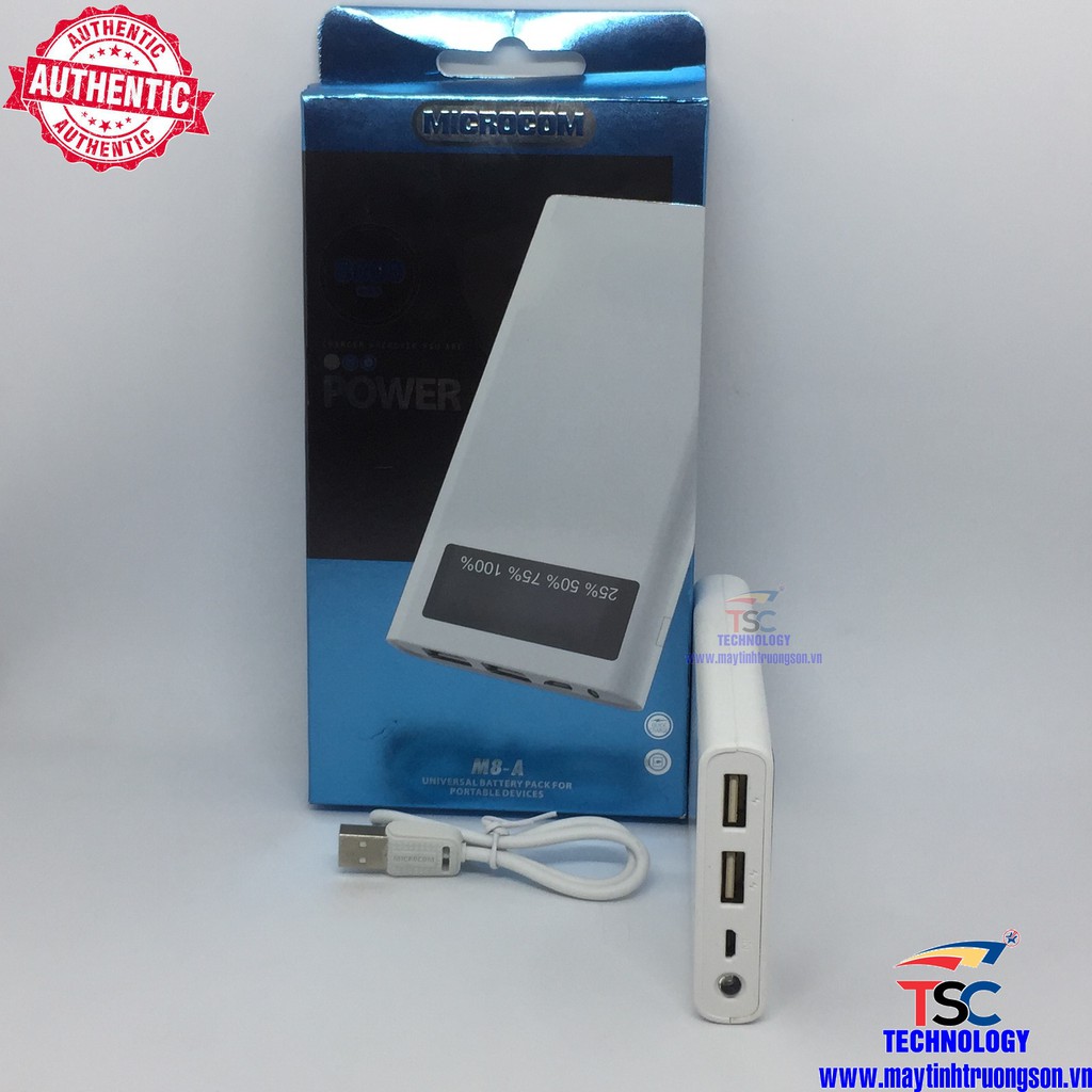 Pin Sạc Dự Phòng Microcom M8-A 8000mAh Có Led Hiển Thị % Pin Chính Hãng Bảo Hành 9 Tháng 1 Đổi 1