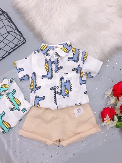 Set áo sơ mi khủng long cho bé trai