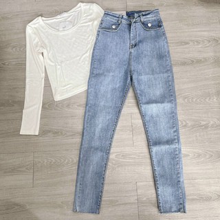 Quần jean lưng lưng cao body co giãn