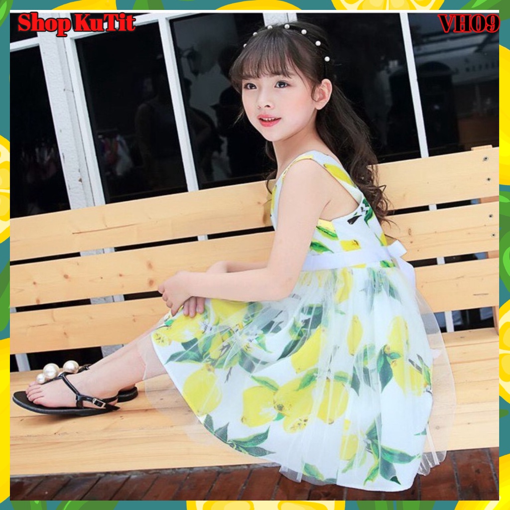 Váy mùa hè bé gái size đại Váy thô hoa quả dáng xòe siêu xinh dành cho bé gái 3-10 tuổi VH09