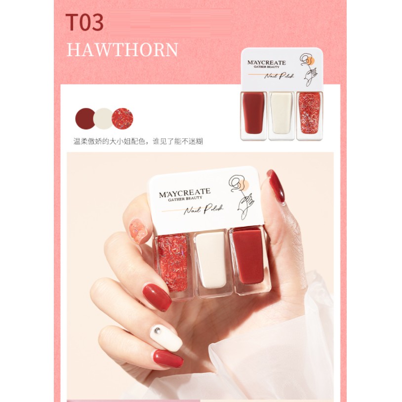 Set 3 chai sơn móng tay Maycreate Nail Polish 4g*3