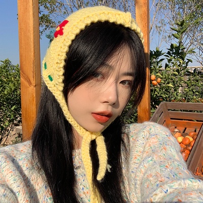 Mũ Len Dệt Kim Thủ Công Bảo Vệ Tai Kiểu Vintage Dễ Thương Cho Bé Gái