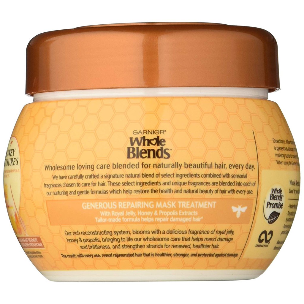 Kem ủ giúp phục hồi tóc Garnier Whole Blends Repairing Mask Honey Treasures extracts 300ml (Mỹ)