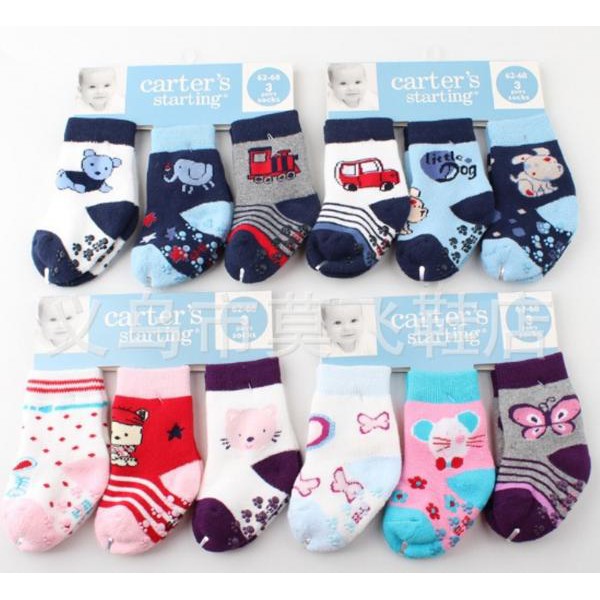 [CÓ SZ LỚN] Tất Carter's mỏng chống trơn (set 3 chiếc)