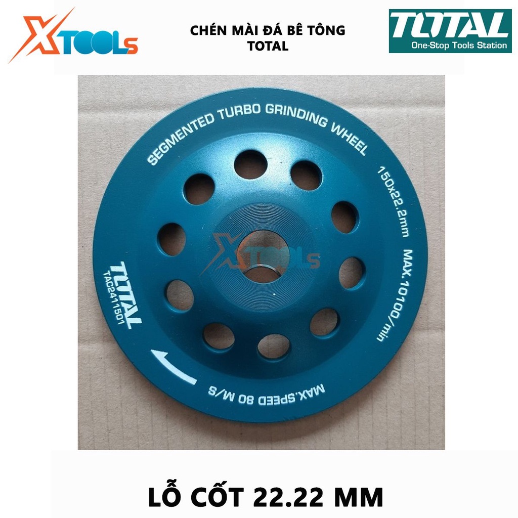 Chén mài đá bê tông TOTAL | Chén mài Đường kính: 100-150mm Độ rộng lưỡi cắt: 20mm Lỗ cốt: 22.22mm [XTOOLS]