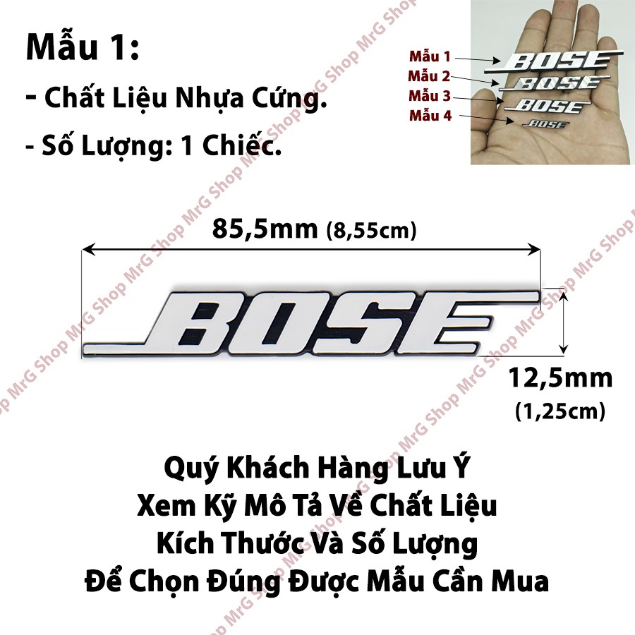 Tem Logo Bose 8,5cm x 1,2cm Nhựa Cứng Giá 1 Chiếc