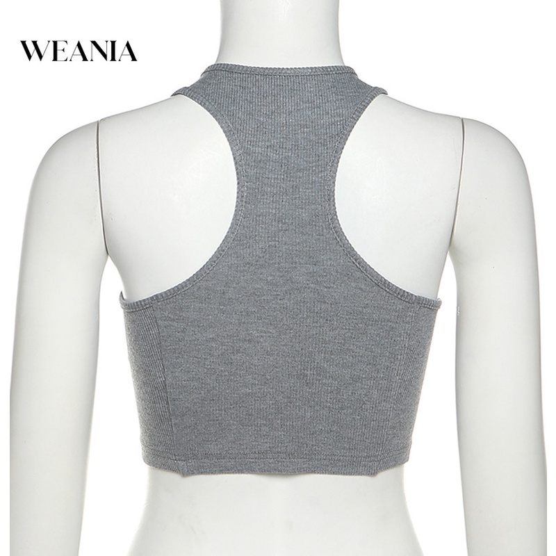 Áo Tank Top Cổ Tròn Dáng Ôm In Chữ Kiểu Đường Phố Cá Tính Cho Nữ